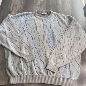 Vintage Grandpacore Crewneck Sweater with Subtle Wave Pattern